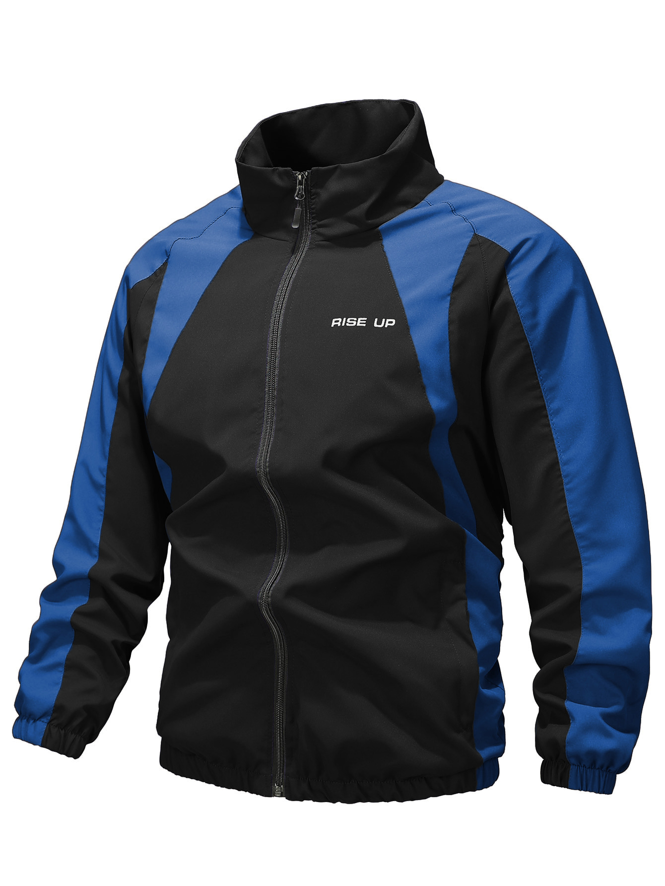 2026 Color-Block Running Windbreaker Jacket Outdoor Sports American Retro Loose Stand-Up Collar Coat Black Light Gray Men's