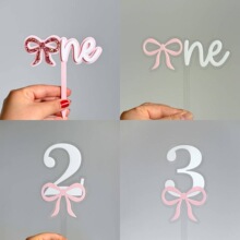 跨境ins风亚克力双层蛋糕装饰蝴蝶结数字生日派对聚会甜品台装饰