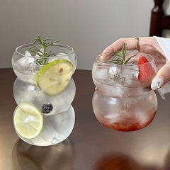 高硼硅玻璃创意胖胖大肚单层杯气泡水果汁饮料杯冰美式拿铁咖啡杯