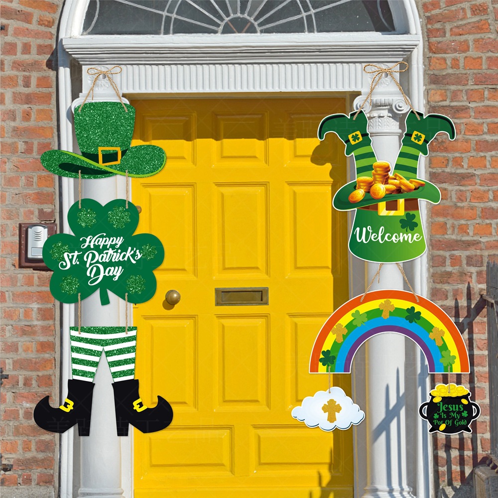 2024 Día de San Patricio fiesta decoración puerta colgante
