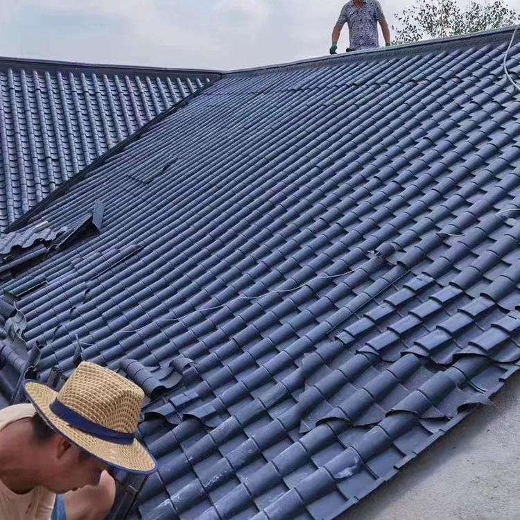 广东东莞仿古一体瓦屋檐装饰瓦加厚拼接瓦仿古树脂瓦加厚塑料瓦片