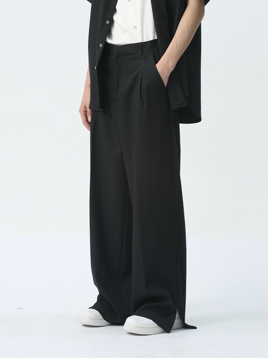 MTLCLOTHES Hombres| 2024 primavera nuevo color sólido retro textura contorno camisa de manga corta pantalones largos