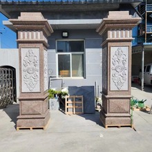 大理石门柱别墅石雕大门柱子门口庭院小区欧式装饰罗马柱户外石柱