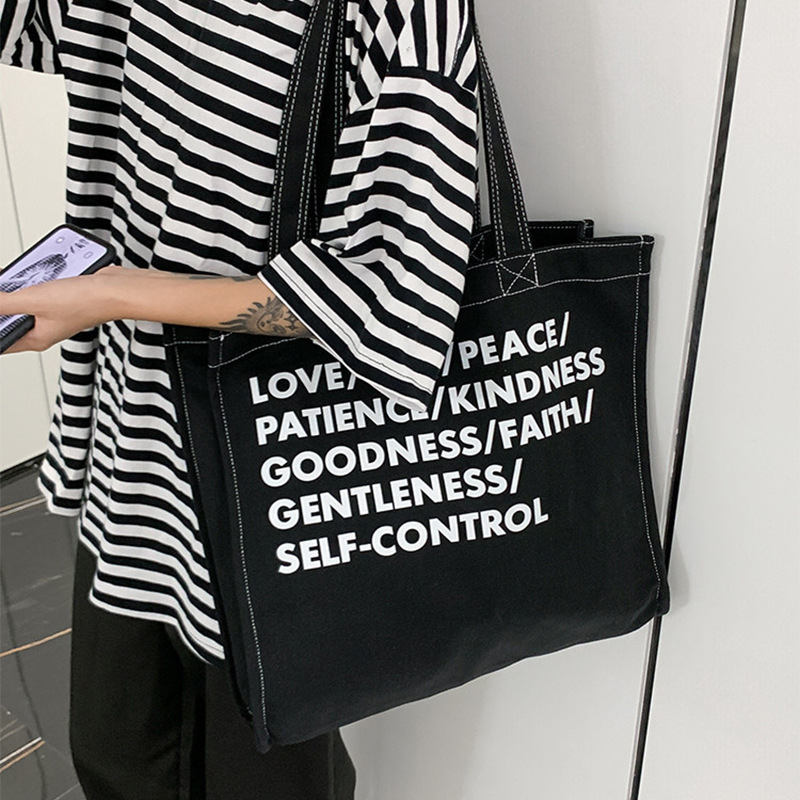 Canvas Bag for Women, Large Capacity Shopping Bag, Tote Bag, College Student Shoulder Bag, Commuter Handbag, Color-Blocking Storage Bag