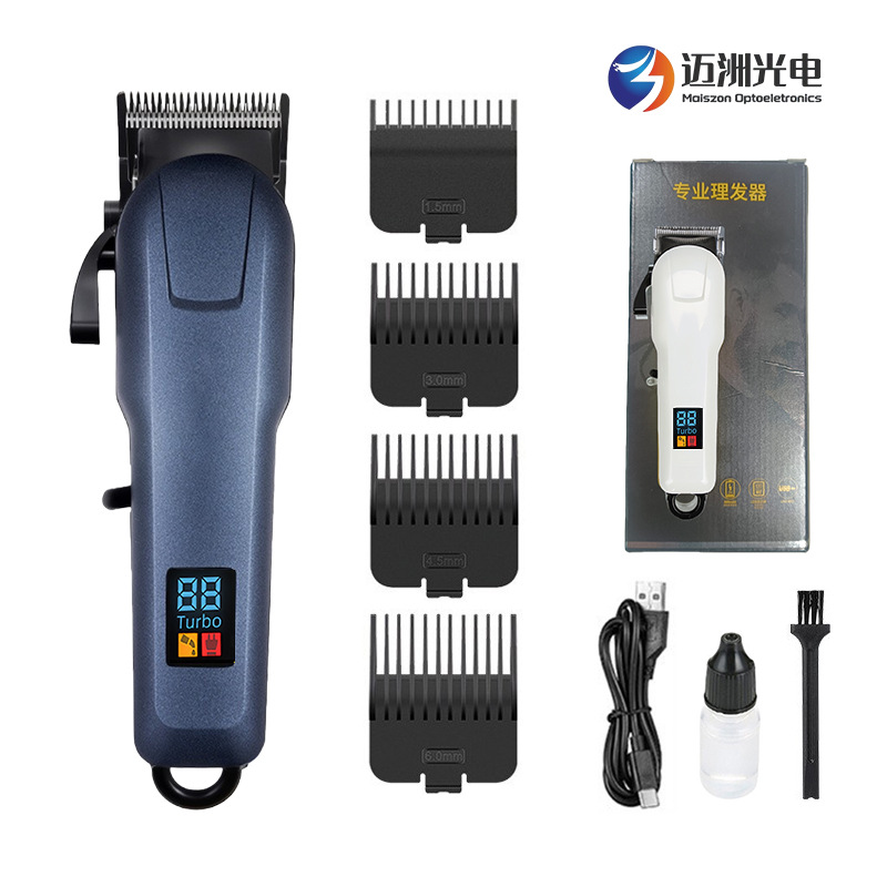 Cortadora de Pelo Recargable con Batería de Litio, Éxito de Ventas Transfronterizo, con Pantalla LCD para Uso Doméstico y en Salón, Cortadora de Pelo Eléctrica Profesional