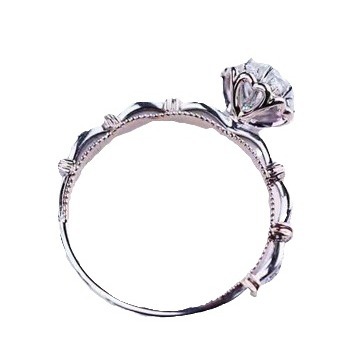 S925 plata esterlina moissanite anillo en forma de corazón Rosa Sosteniendo Flor bolsa redonda anillo de seis garra de lujo 50 puntos para el anillo de bodas