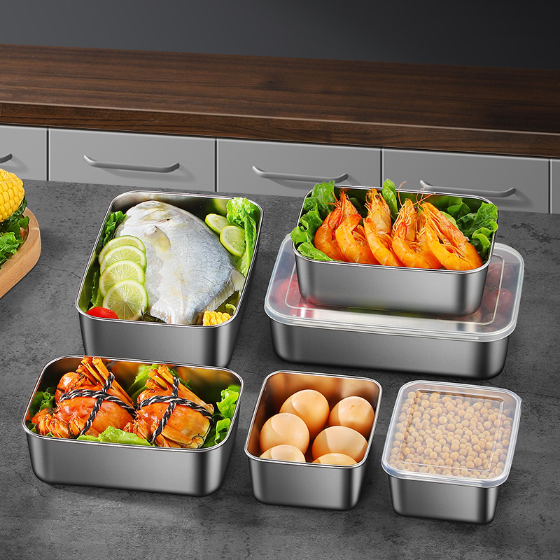 Crisper antibacteriano de calidad alimentaria de acero inoxidable caja de fruta Bento refrigerador especial sellado caja de almacenamiento hogar