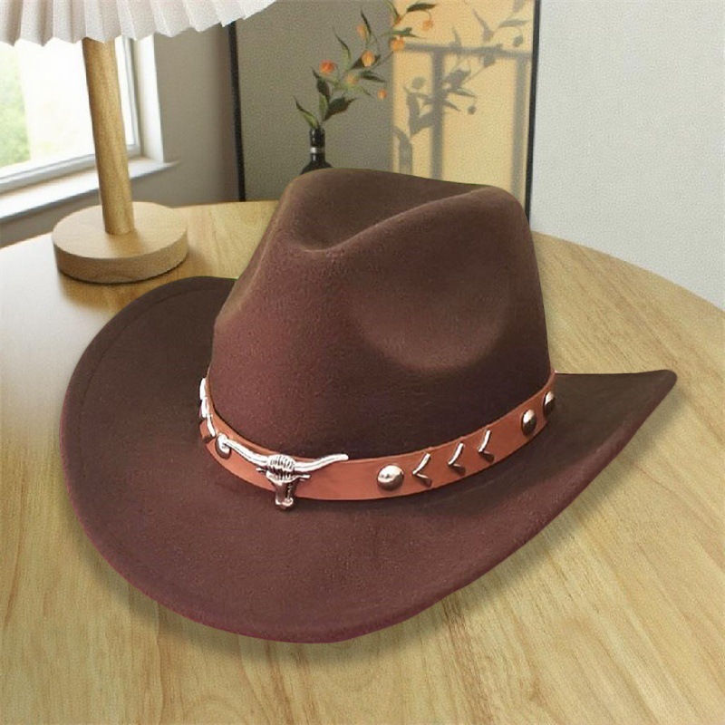 Sombrero nacional de feltro de estilo masculino, sombrero de vaquero occidental, sombrero de bordes retro, sombrero de caballo, fábrica al por mayor, venta caliente para mujeres