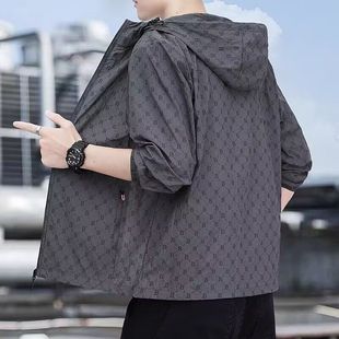 Ice Silk Sun Protection Clothing Men's Thin Breathable Casual Jacket Summer Hooded Anti-Uv Sports Outdoor Fishing Clothing