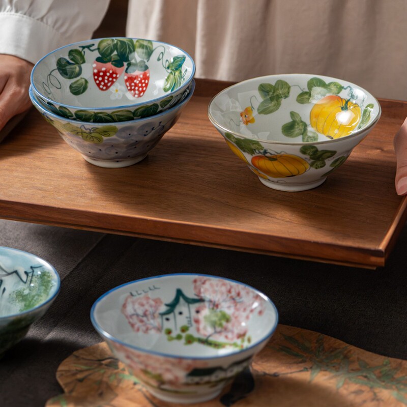 Jingdezhen Ceramic Hand-Painted Bowl, Old Pottery Clay, Antique-Style Creative Rice Bowl, Salad Bowl, Underglaze Color, 5inch Sugar-Control Bowls Jingdezhen Ceramic Hand-Painted Bowl, Old Pottery Clay, Antique-Style Creative Rice Bowl, Salad Bowl, Underglaze Color, 5inch Sugar-Control Bowls