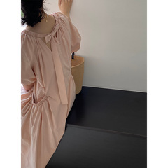 【特典付き商品のため返品・交換不可】Jiangzuo パフスリーブドレス レディース 夏風 ミドル丈 大きめスカート 88575