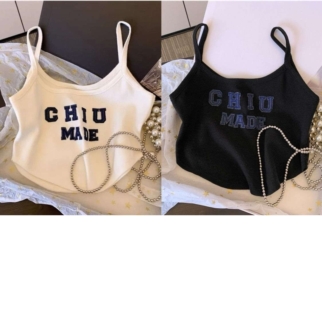 Girls' Summer New Camisole With Letter Print, Short Sleeveless Outerwear Top, Trendy 0188A052_ecoleips.com