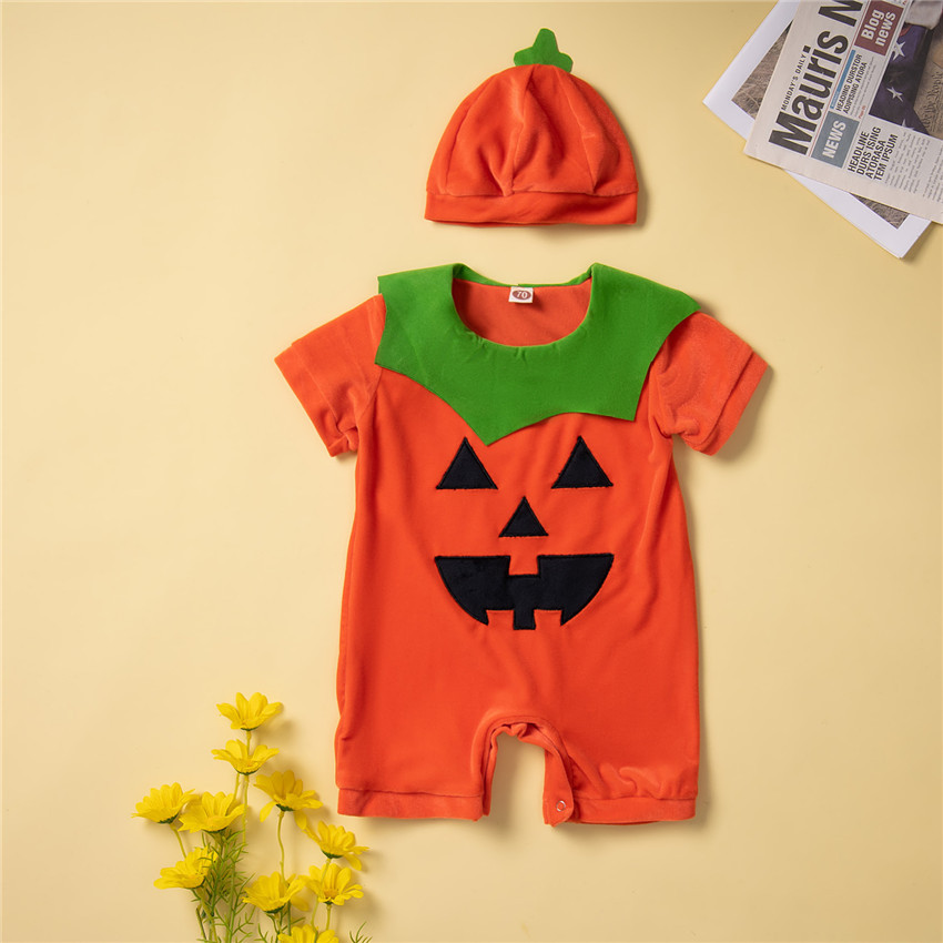 Halloween Mode Kürbis Polyester Baby Strampler display picture 1