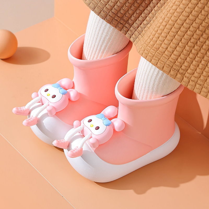 New Cute Cartoon Children's Rain Boots Lightweight Waterproof Sliding Baby Rain Boots Low Water Shoes for Kindergarten Boys and Girls