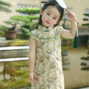 Girls Dress Feather Spring New Style Children's Baby 2025 Children's Clothing Little Girl Cheongsam