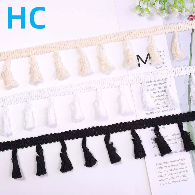 现货批发直供桌布窗帘服装装饰花边辅料 百搭4cm棉线扫把流苏花边