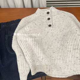 秋冬新款加厚百搭韩版半高领儿童毛衣男女童内搭针织上衣