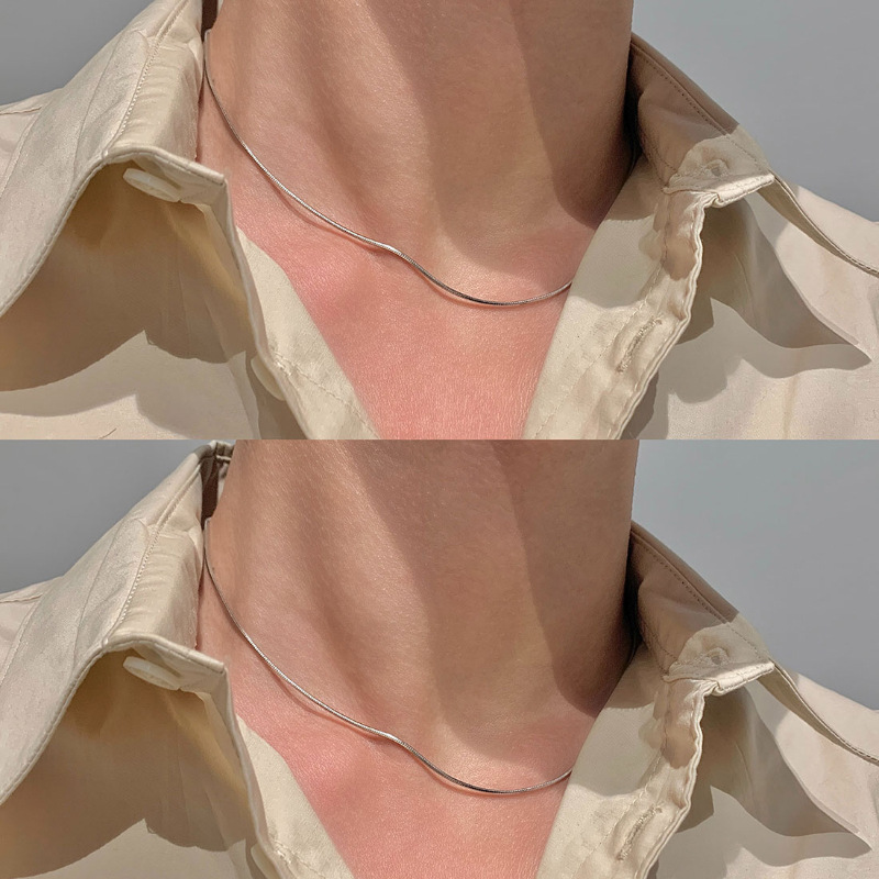 Vintage Snake Bone Necklace Minimalist Chain For Men And Women_voghion.com