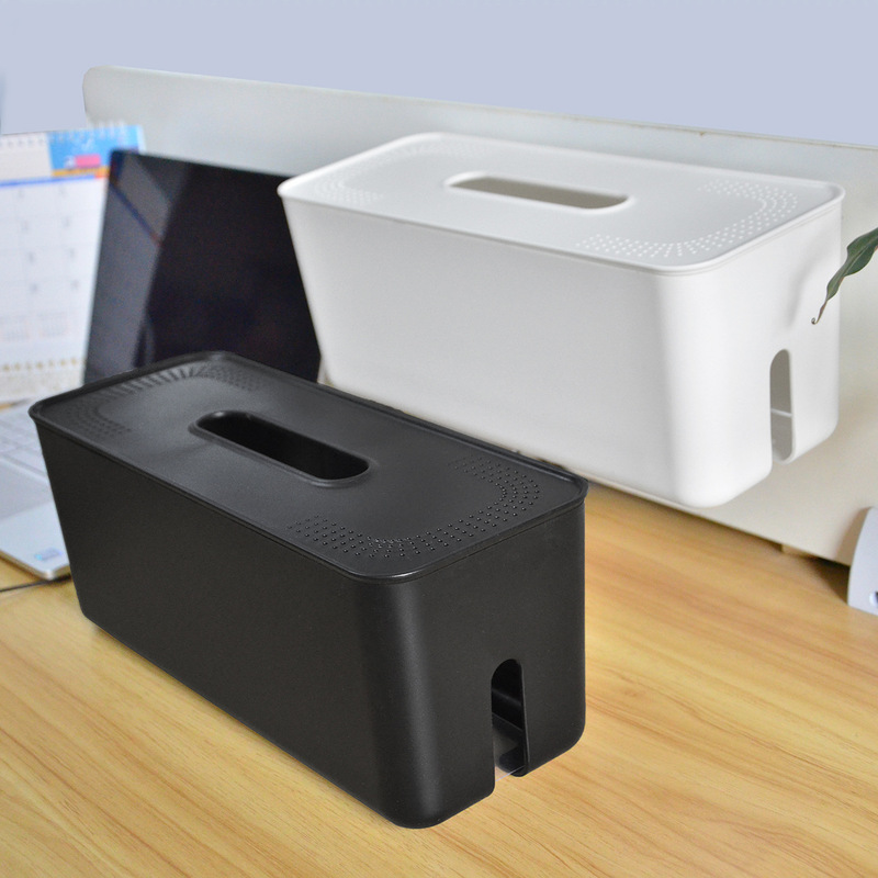 蓋付きプラスチック収納ボックス、デスクトップ充電データケーブル、隠し携帯電話、コンピュータ、タブレット、ケーブルボード、整理器具|undefined