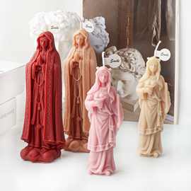 跨境新款合手串珠圣母蜡烛模具diy拿圣杯女人蜡烛树脂摆件硅胶模