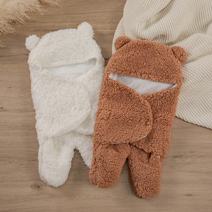 Baby Sleeping Bag Baby Lamb Plush Sleeping Bag Thickened Anti-Scare Autumn and Winter Newborn Baby Swaddling Bag Cover