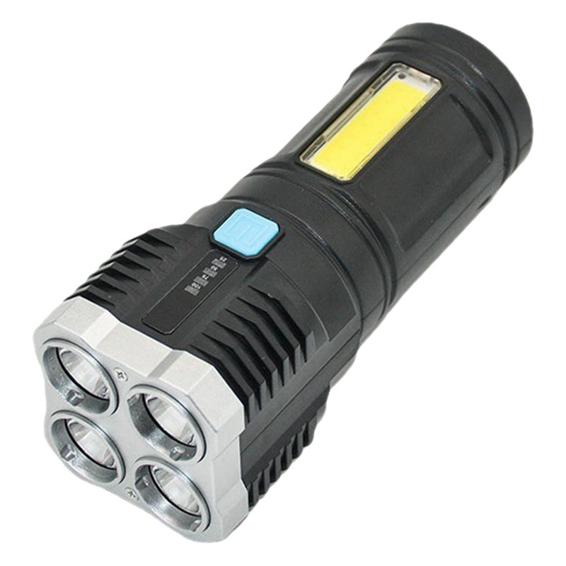 Transfronterizo 4 granos de la lámpara LED multifunción linterna de luz fuerte COB luz lateral al aire libre portátil del hogar USB linterna recargable