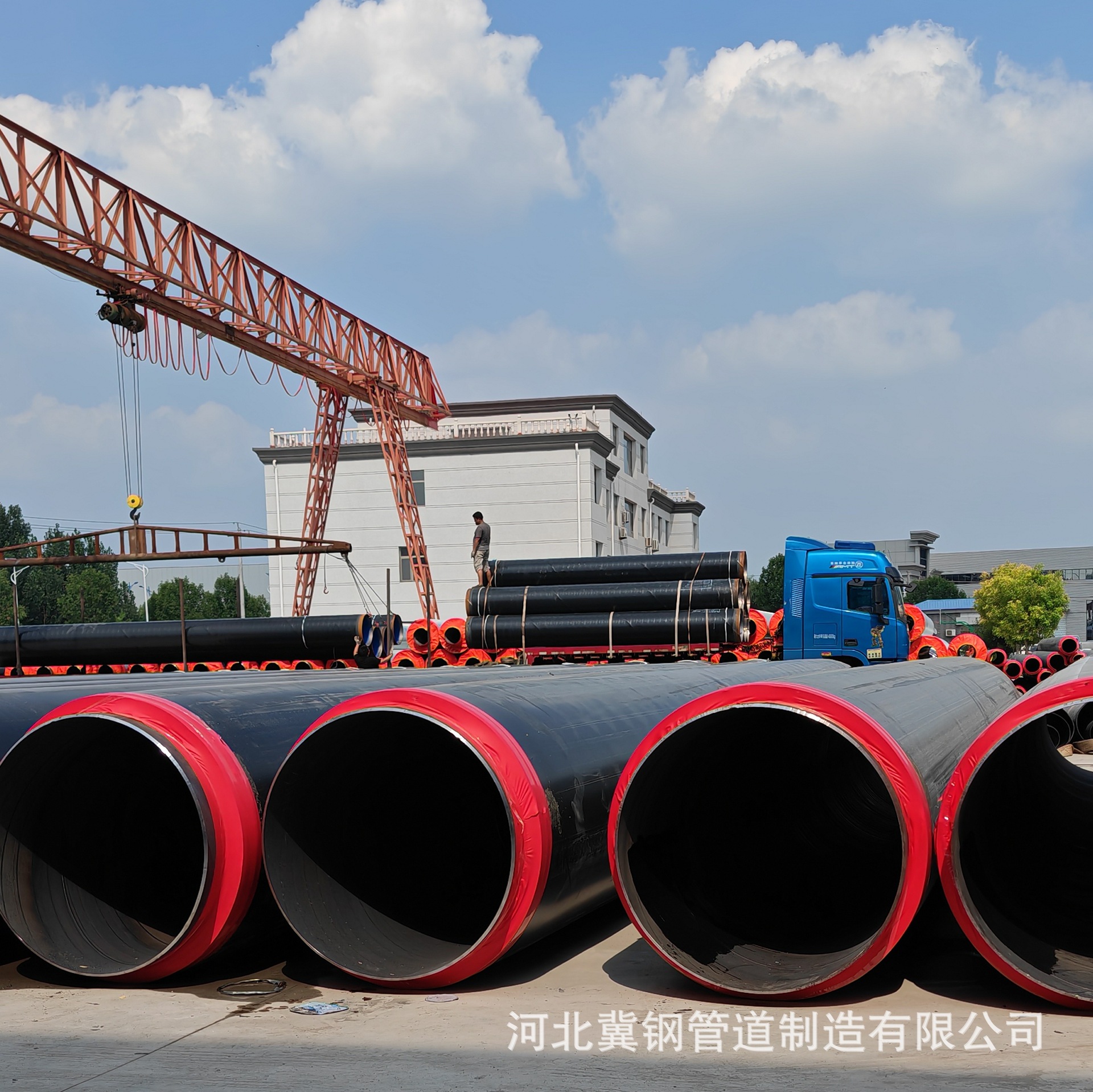 市政热力工程架空蒸汽保温管道直埋式预制聚氨酯发泡保温钢管厂家