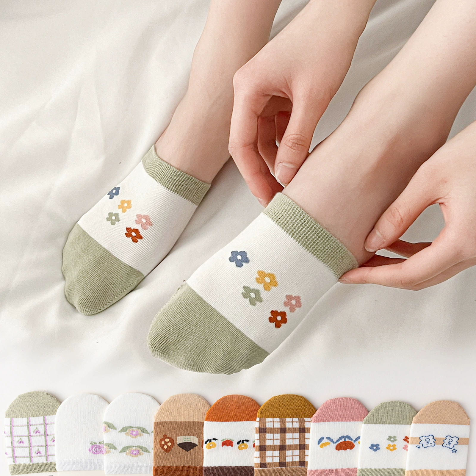 Полу-пальмовые носки женские летние тонкие невидимки