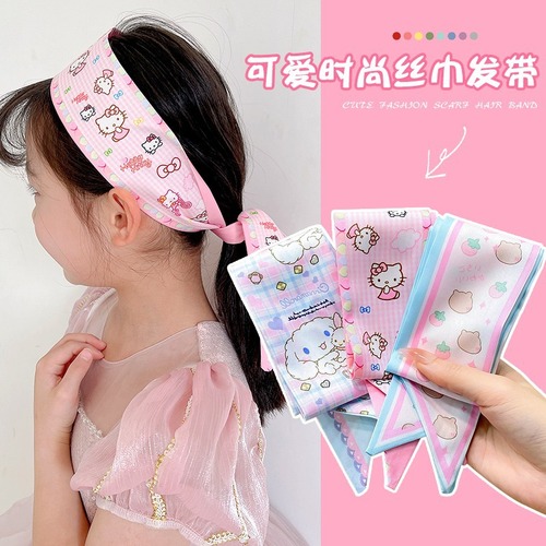 Children's hair accessories cute cartoon fashion internet celebrity hair tie scarf headband girl sweet bow streamer headband girl