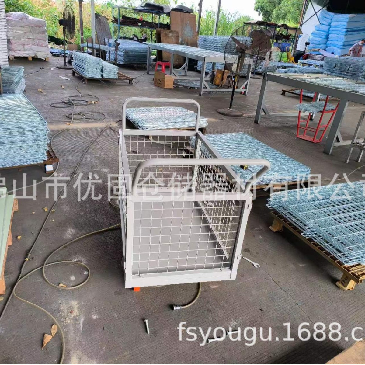 围栏车折叠拖车网格物流超市中转推货车平板车摆摊多用手推车转运