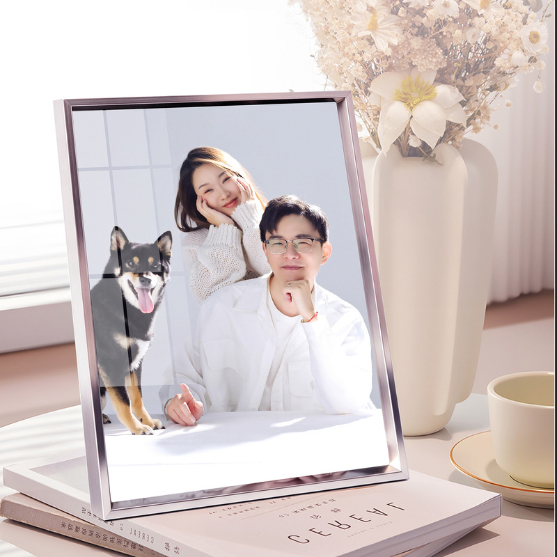 Titanium Alloy Crystal Diamond Photo Frame Stand with Photo Printing to Create a High-End Feel for Wedding Photos, Family Portraits, and Children's Photos