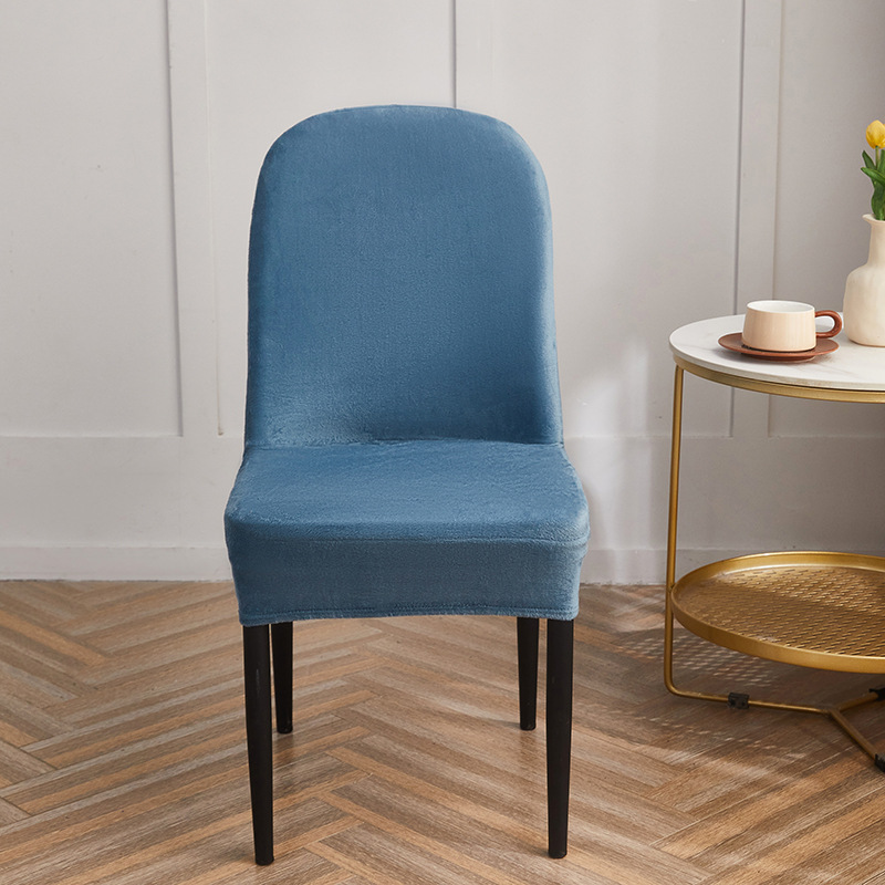 Cubierta de silla curva de felpa corta engrosada transfronteriza color sólido hogar elástico mesa de comedor silla cubierta simple antideslizante palillos cubierta