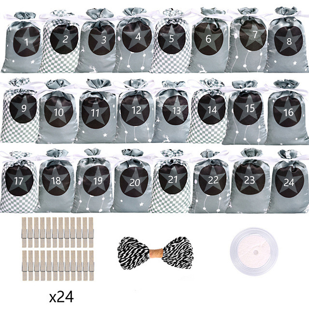크리스마스 염색 회색; 24 염색 가방 24 클립 10m 면 로프; 10*15CM