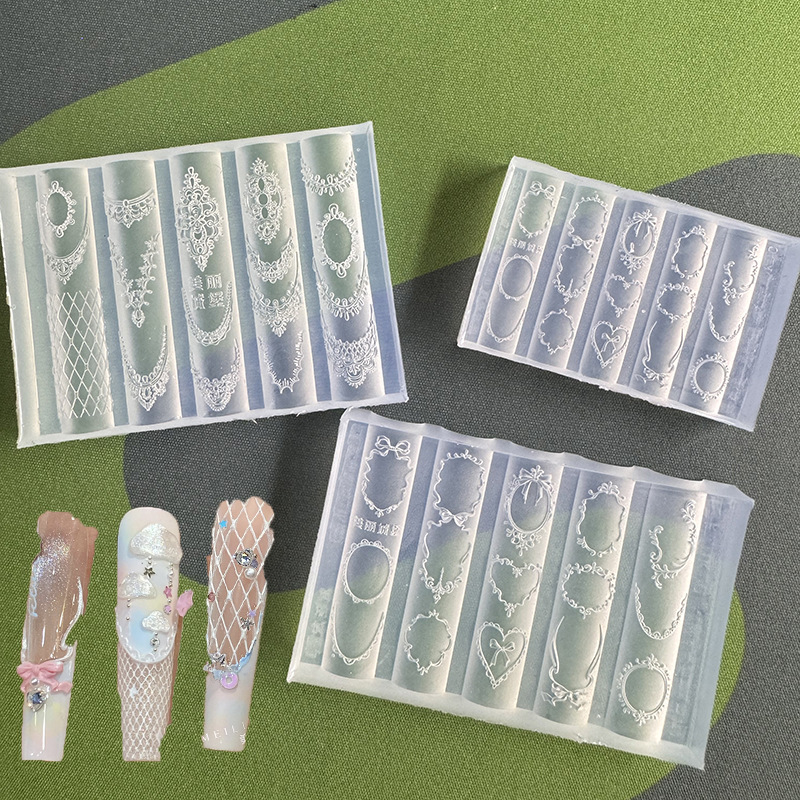 New nail art mold crochet lace embossed pattern Rococo hand-painted frame DIY nail art accessories special tool
