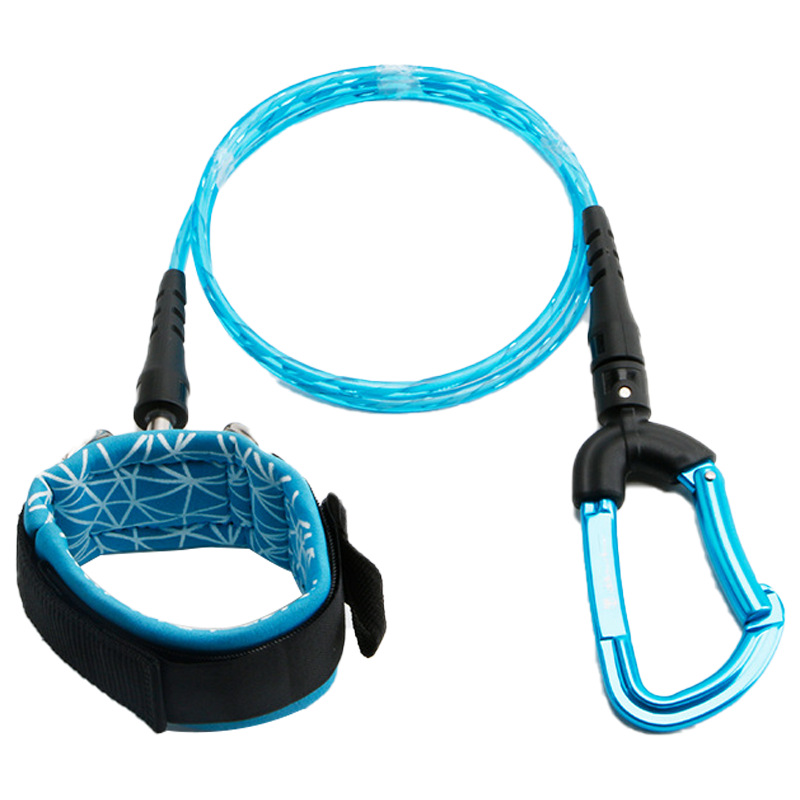 水上自由潜水绳 深海训练TPU弹力锌合金潜水运动防丢失手绳配件
