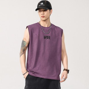 T3972 | plus size Men's Summer New American Retro Fashion Brand Sleeveless T-shirt Men's Loose Dirty Wash Waistcoat Vest