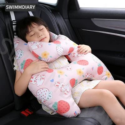 Seat belt shoulder pad, seat belt anti-collar neck - sweetheart-strawberry-neck-pillow-removable-and-washable-liner-pure-cotton-fabric-breathable-style
