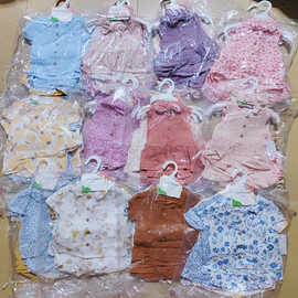 婴儿麻棉套装男宝2件套女宝连衣裙3件套外贸分体衣服衣架Baby Set