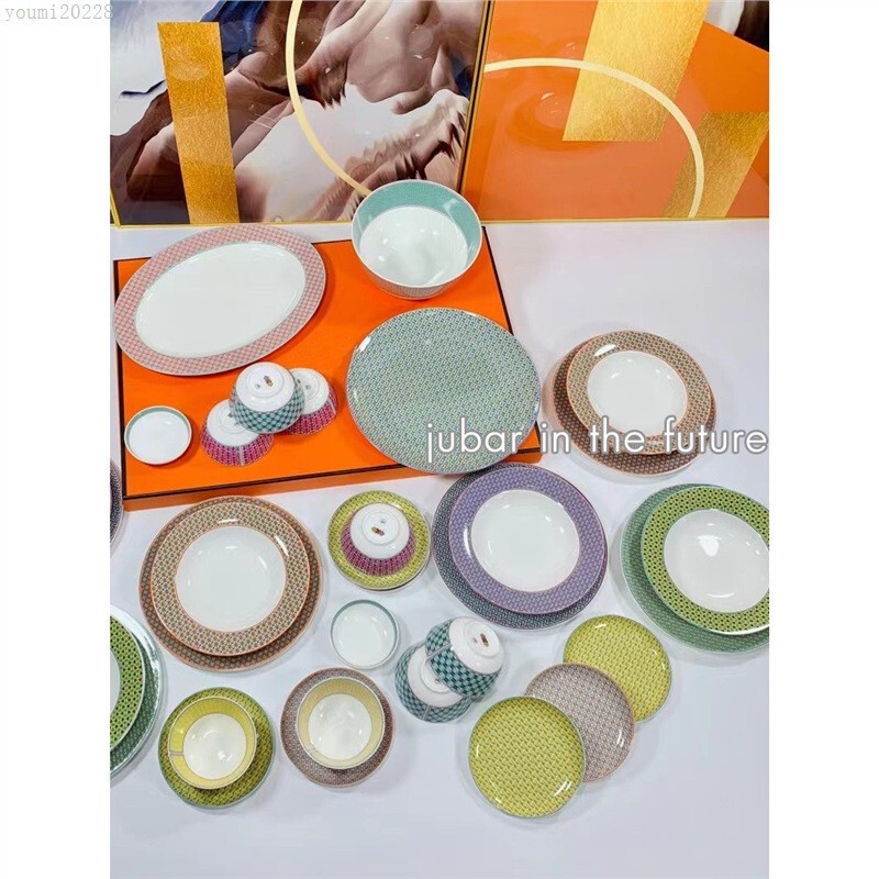 H Brand Tableware Ceramic Plates, Light Luxury Dinner Plates, European-Style Bone China Cups and Plates, Tableware Set, Exquisite Bone China Plates H Brand Tableware Ceramic Plates, Light Luxury Dinner Plates, European-Style Bone China Cups and Plates, Tableware Set, Exquisite Bone China Plates