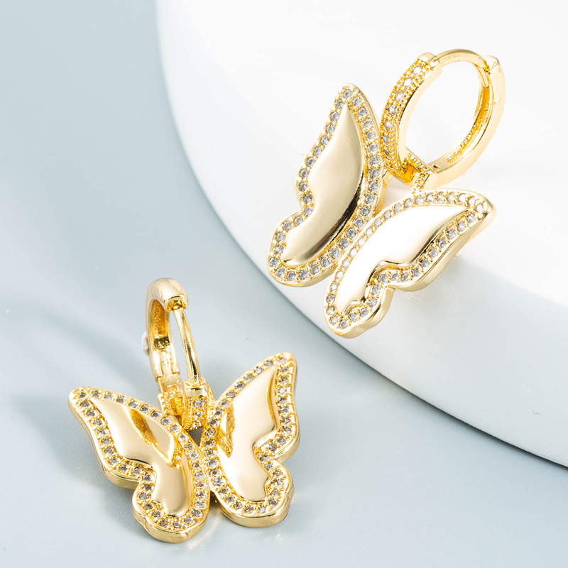 wholesale jewelry geometric butterfly copper goldplated earrings Nihaojewelrypicture5