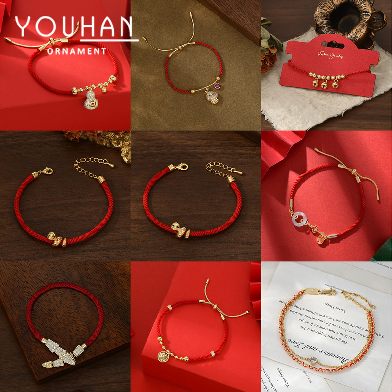 Designer 2025 Benmingnian Zodiac Snake Red Rope Bracelet Women's Woven Red Hand Rope Girlfriend Couple's Bracelet Jewelry