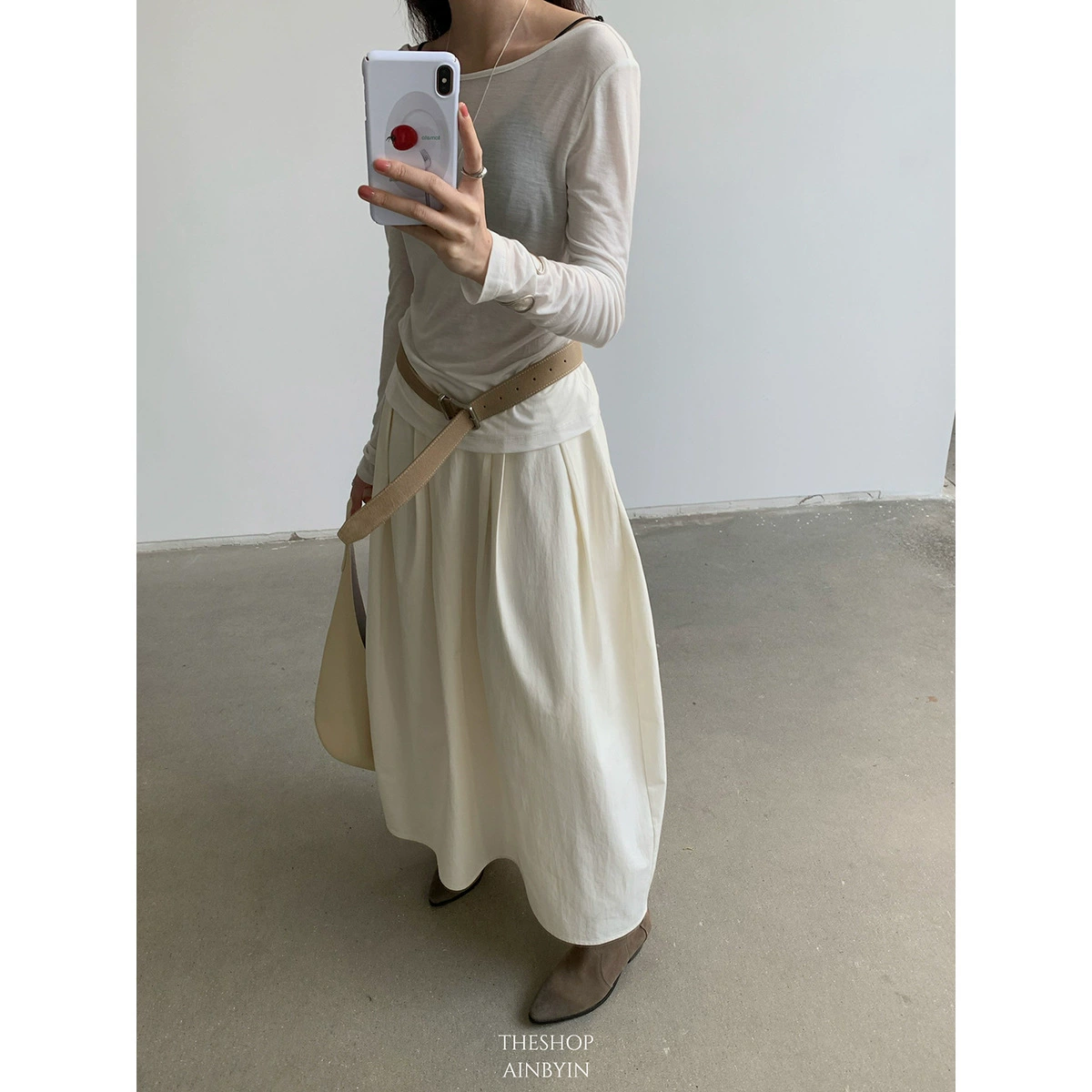 Yi En Oinbyin не выбирает форму кокона, тонкая юбка половины тела, женская свободная дикая плиссированная длинная юбка с высокой талией