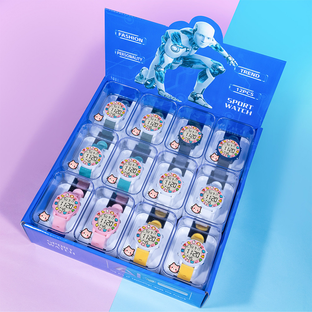 Reloj de tendencia para niños y niñas estudiantes alarma de luz nocturna multifuncional cronógrafo deportivo juvenil reloj electrónico al por mayor