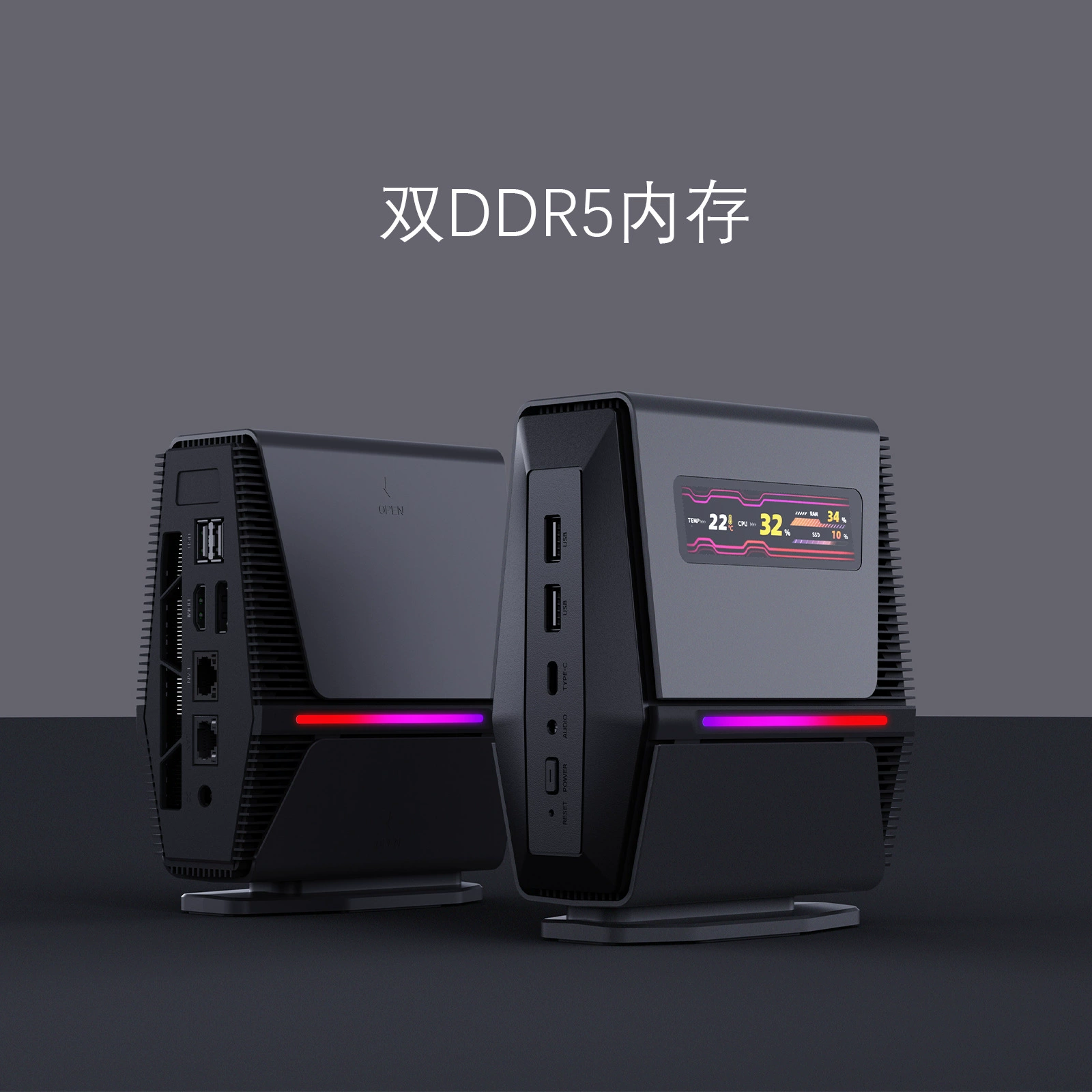 Мини-ПК на AMD Ryzen 7 8845HS, настольный корпус, Wi-Fi 6, два слота DDR5, двойной накопитель, NV хост