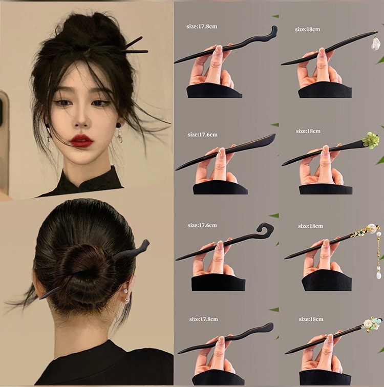 檀木髮簪女新中式木簪古風感木質盤發髮釵簡約現代感發張簪子
