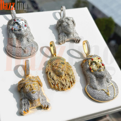 欧美新款嘻哈头像吊坠项链微镶锆石个性饰品高级重工实心满钻现货