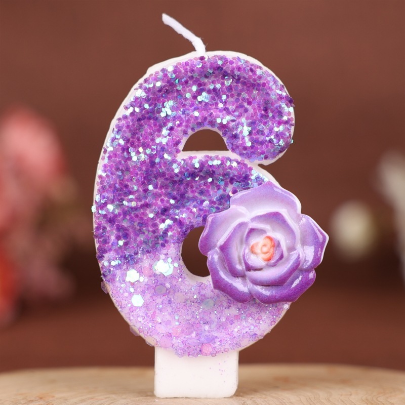 紫色の花デジタル誕生日キャンドルケーキデコレーションパーティー Xiyin クロスボーダー temu 手作りデジタルキャンドル 0-9|undefined