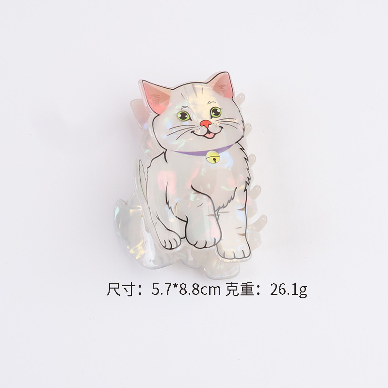 新法式镶钻可爱猫咪抓夹发抓镂空镶钻醋酸发夹少女盘发鲨鱼夹女发|undefined
