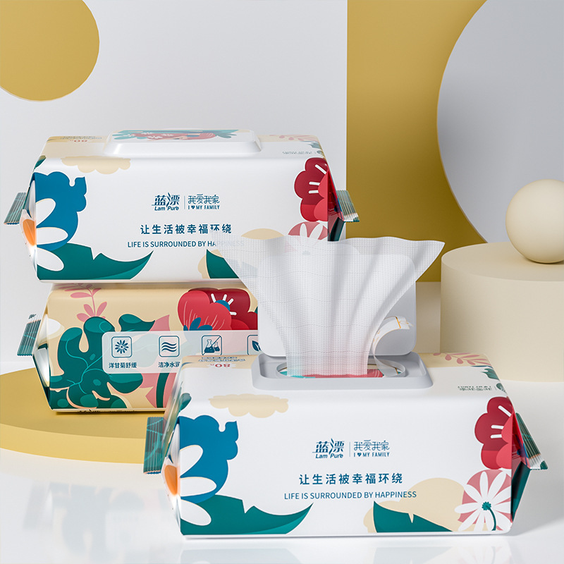 Blue drift factory wholesale I love my family 80 smoke in stock big bag household wet wipes mother and baby suitable wet tissue mouth towel