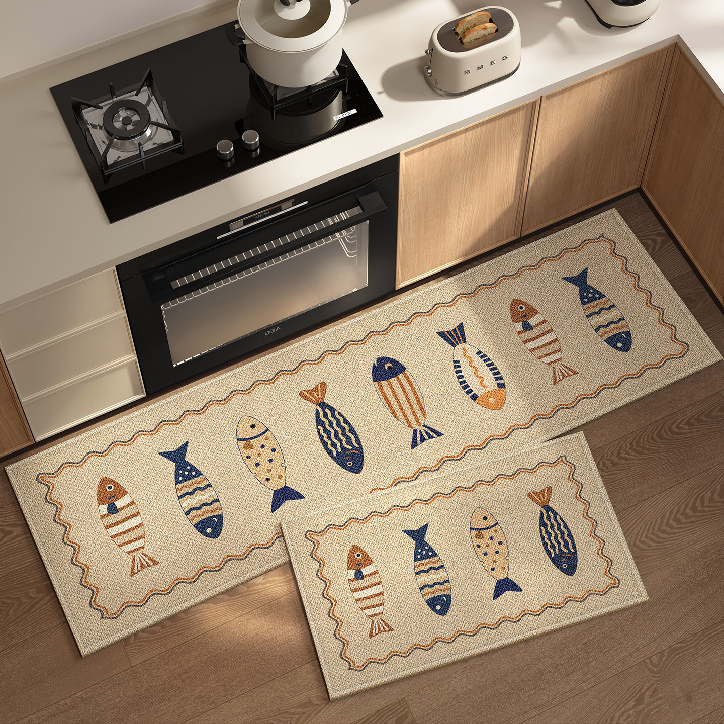 Kitchen Floor Mats Are Oil-Proof, Waterproof, Non-Slip Floor Mats, Scrubbable and Washable, Home Door Entry Strip Carpets Can Be Cut